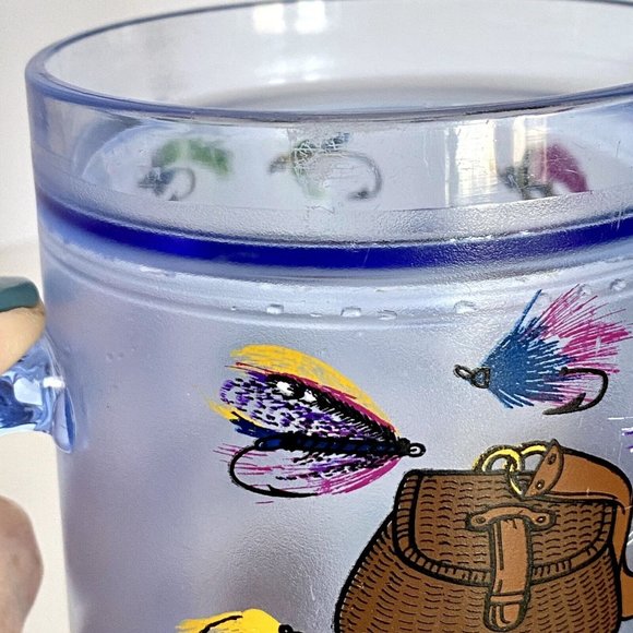 Big Chill Fly Fishing Lures Double Wall Handled Blue Freezer Beer Mug 16oz - Picture 6 of 11